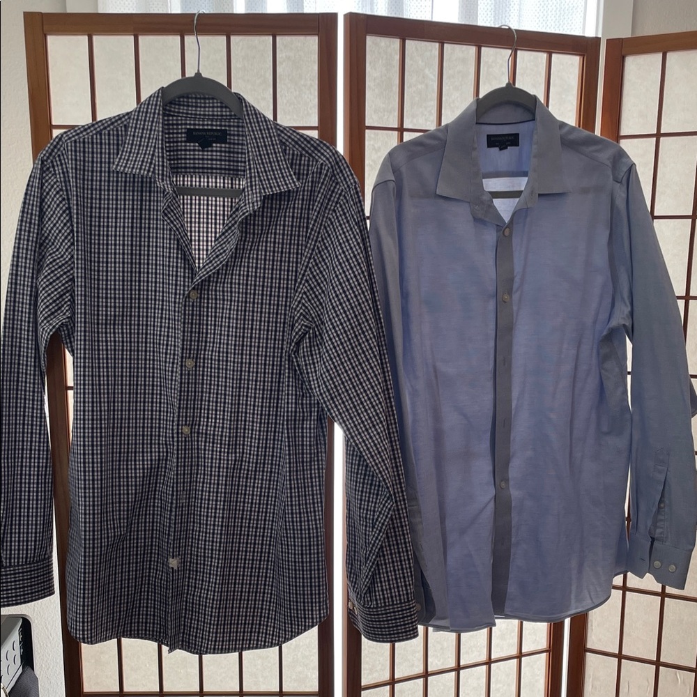 Banana Republic Checkered and Solid Dress Shirts Large Slim Fit